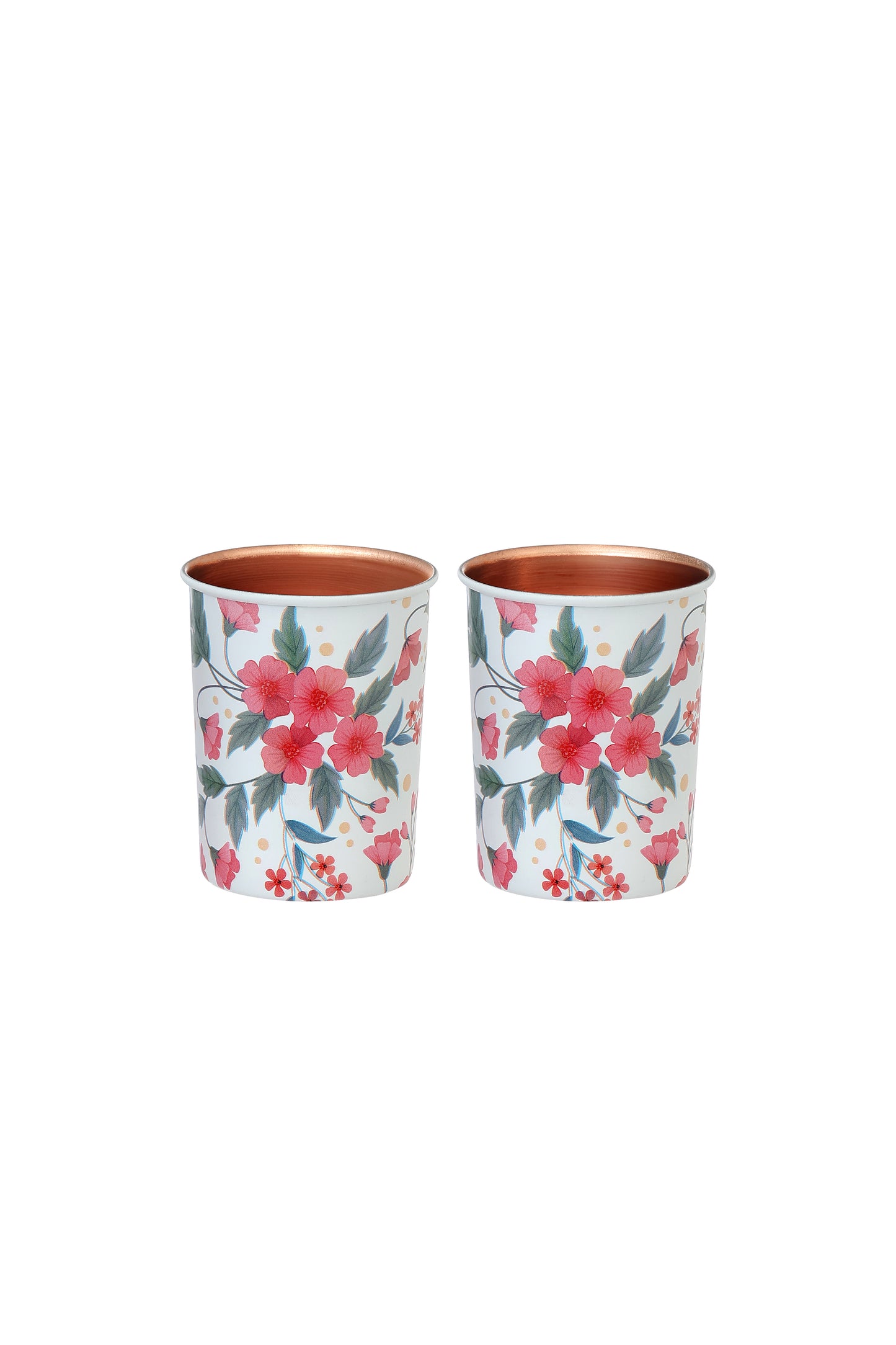Flower Pure Copper Glass Pack of- 2
