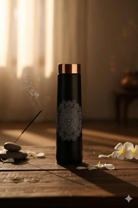 Eclair - Round Mandala Print Pure Copper Bottle