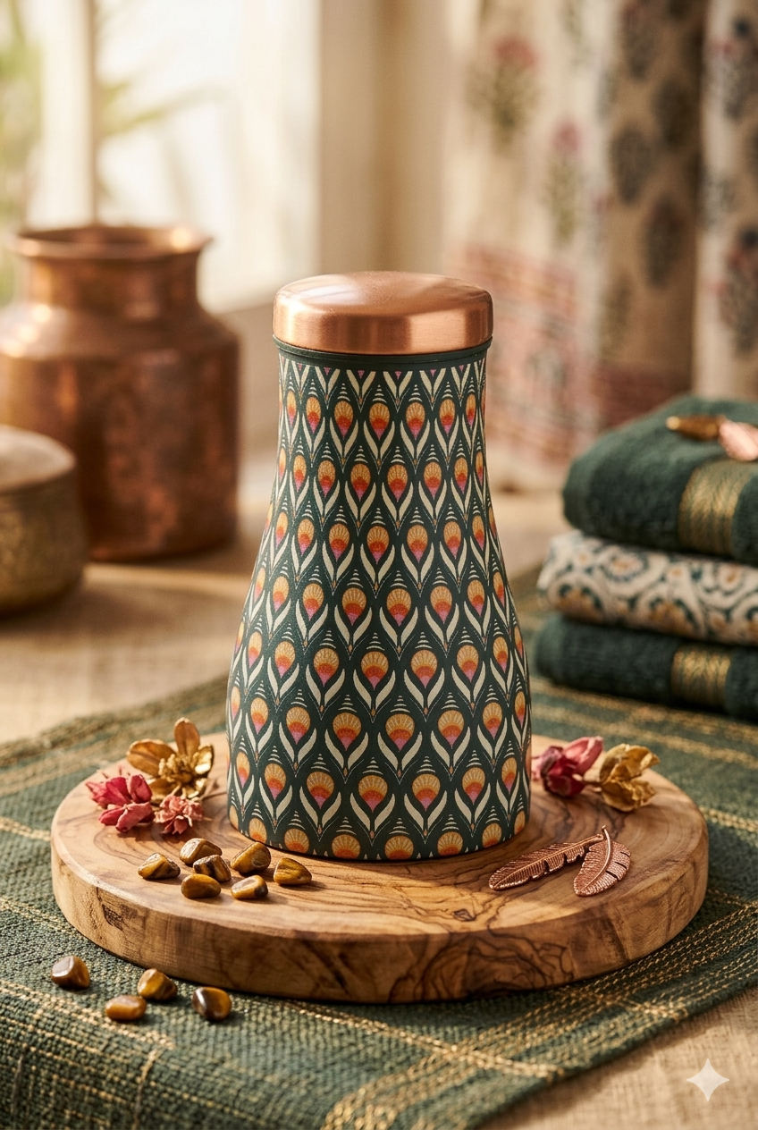JAR -  Retro Print Pure Copper Jar