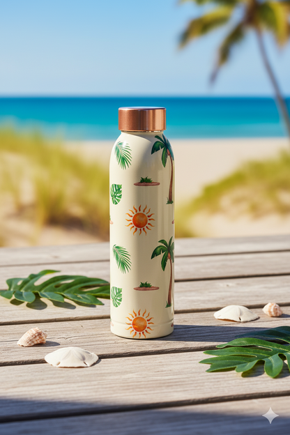 Oreo - Palm Tree With Sun Print Pure Copper Bottle