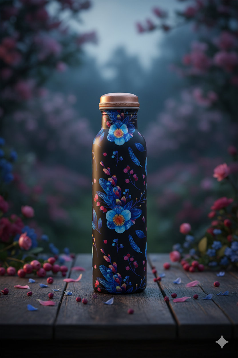 PIE - Sprinkal Flower Print Pure Copper Bottle