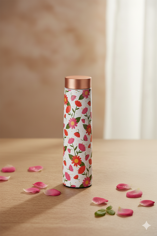 Eclair - Colourful Flower Pattern Pure Copper Bottle