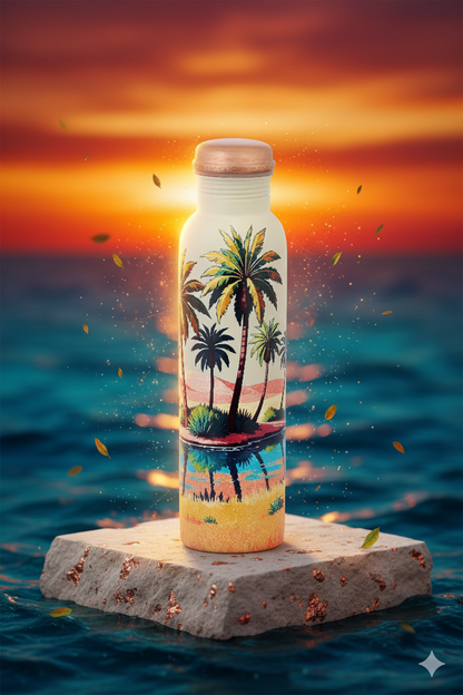 PIE - Desert With Palm Tree Pure Copper Bottle