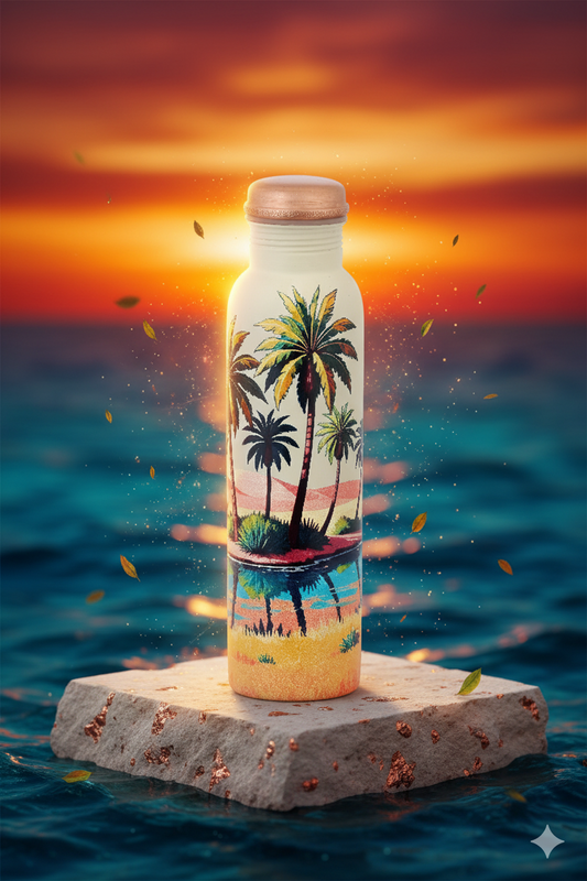 PIE - Desert With Palm Tree Pure Copper Bottle