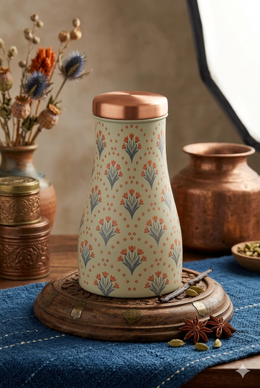 JAR - Tulip Flower Print Pure Copper Jar