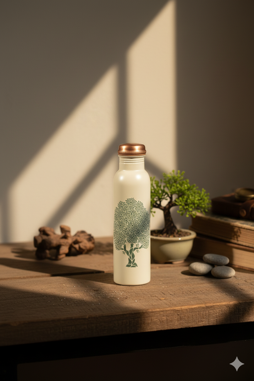 PIE - Sanjhi Tree Print Pure Copper Bottle