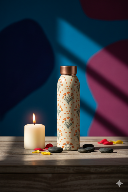 Oreo - Tulip Flower Print Pure Copper Bottle