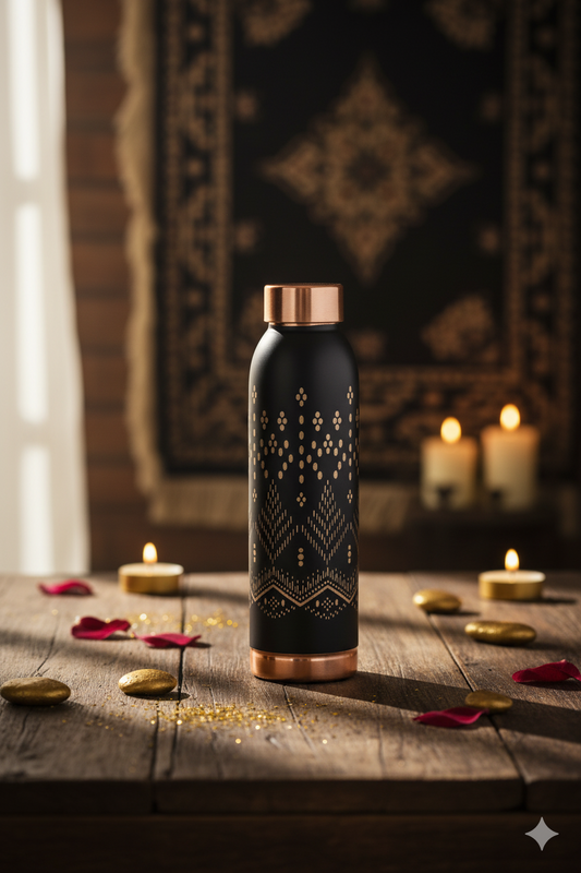 Oreo - Circle & Line Print Pure Copper Bottle