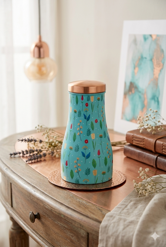 JAR - Spring Flower  Print Pure Copper Jar