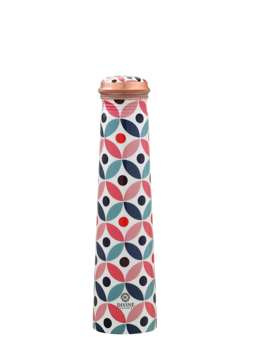 FROYO GEOMETRIC ENAMEL PRINT (750ML) PURE COPPER BOTTLE WITH FREE JUTE CARRY BAG