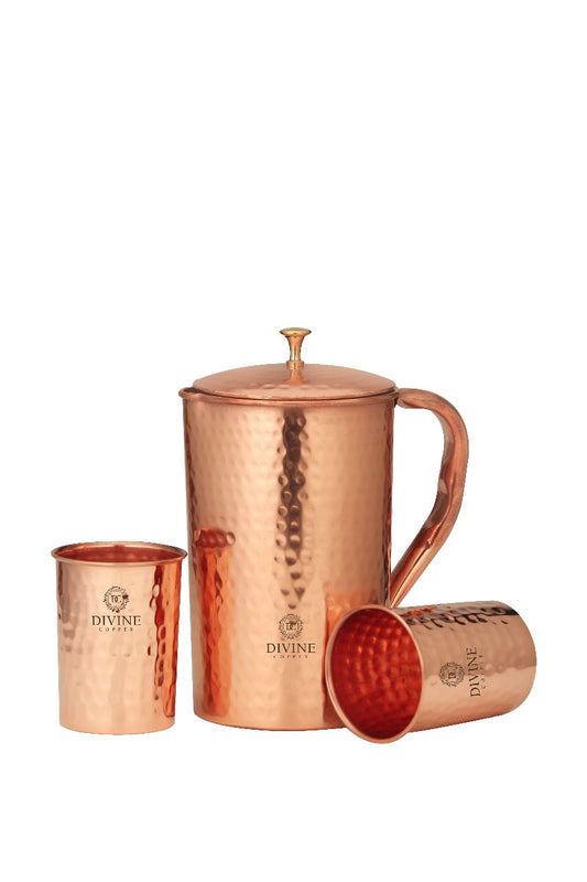PURE COPPER HMD JUG WITH 2 GLASS GIFT PACK