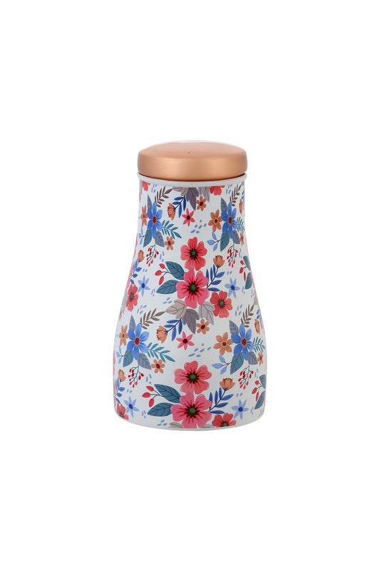 Jar - Fabic Texture Flower Print Pure Copper Jar