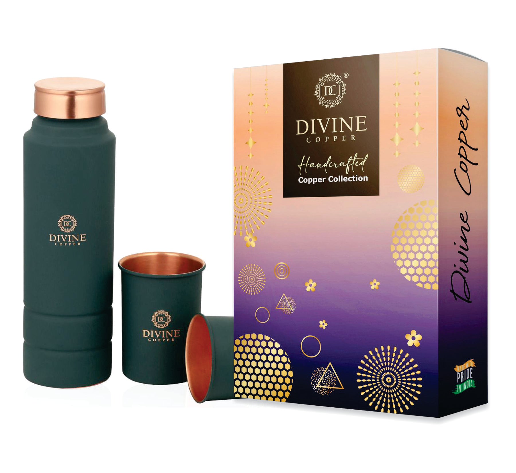 Gift Pack  King 1000ml copper bottle with 2 glass 300*2