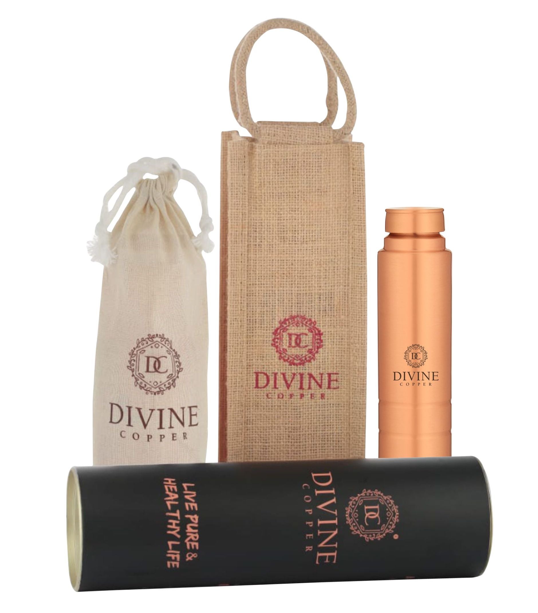 King copper bottle with free Jute carry bag