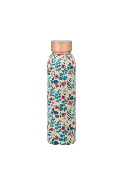 Oreo - Flower with Leafs Print Pure Copper Bottle