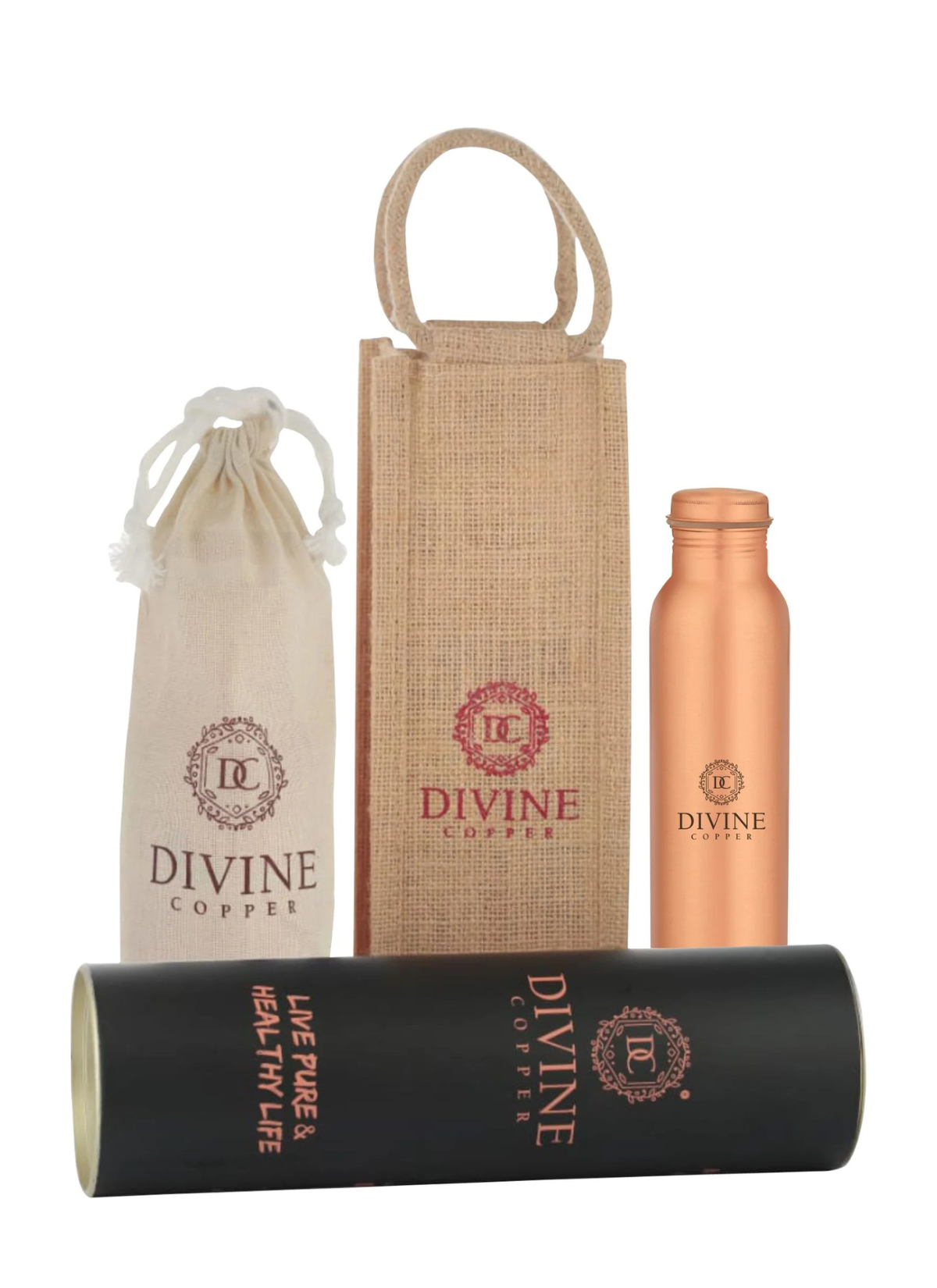 PIE 950ml Pure copper Plain bottle with free Jute carry bag