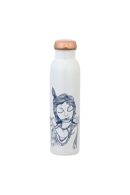 PIE - Krishna With Bansuri Print Pure Copper Bottle