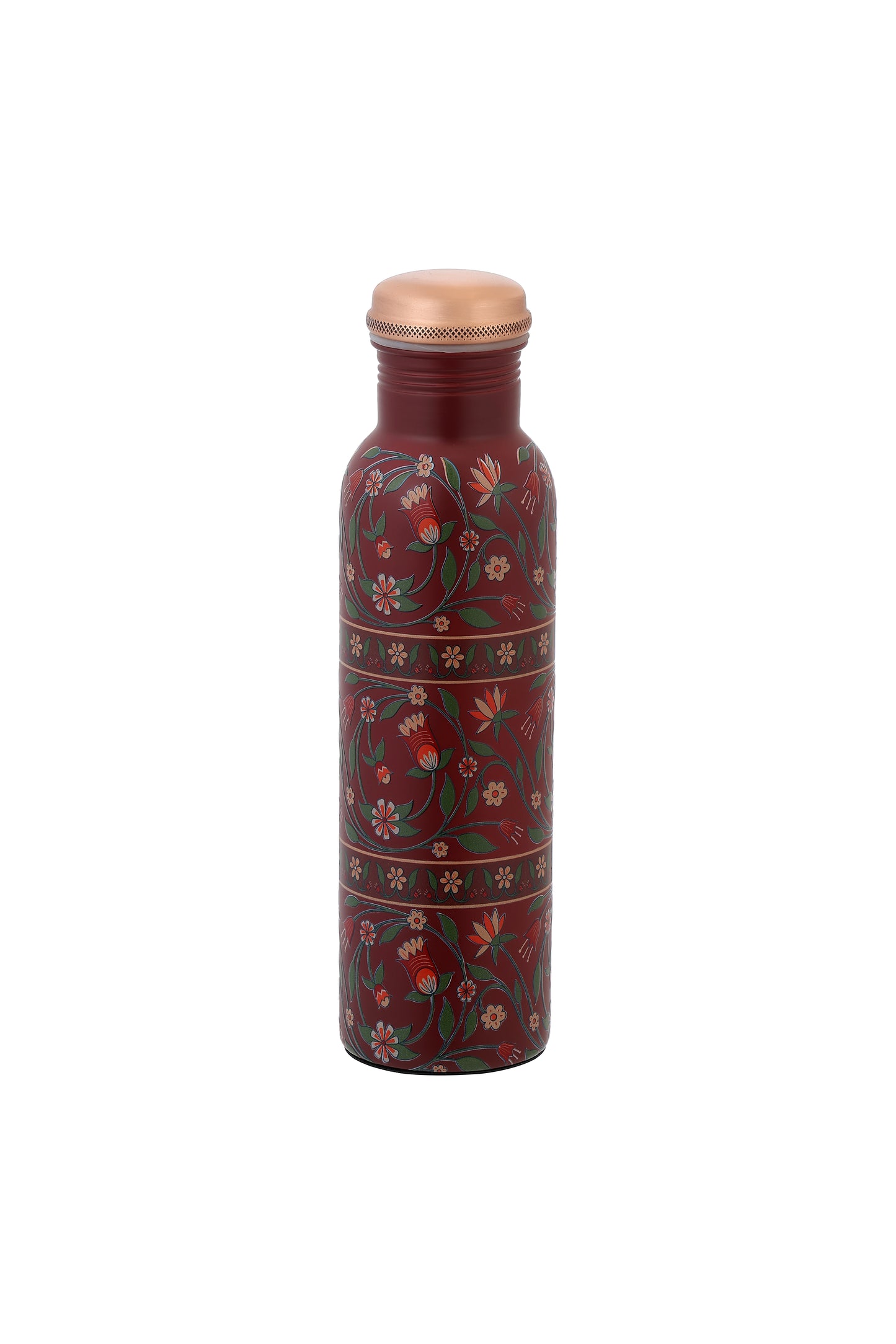 PIE - Flower with Green Leafs Print Pure Copper Bottle