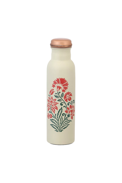 PIE - Sanjhi Flower Print Pure Copper Bottle