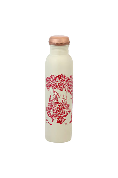 PIE - Sanjhi Radha Krishna Print Pure Copper Bottle