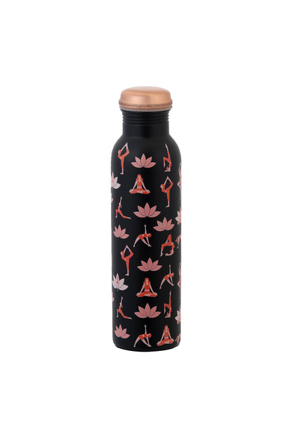PIE -   Yoga with Pose Print Pure Copper Bottle (Black)