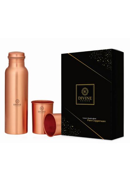 Gift Pack Pie 950ml Pure Copper bottle with 2 Glass 300ml*2