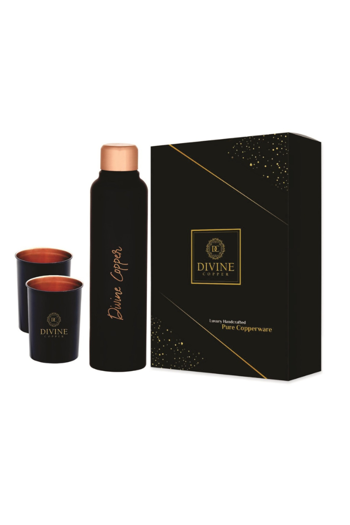 Bita 900ml Copper bottle with 2 glass Gift pack