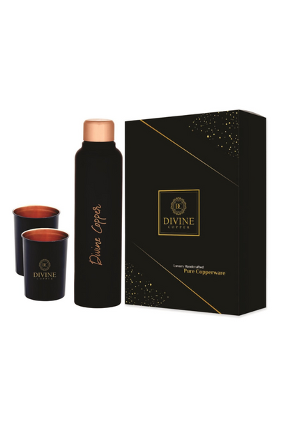 Bita 900ml Copper bottle with 2 glass Gift pack