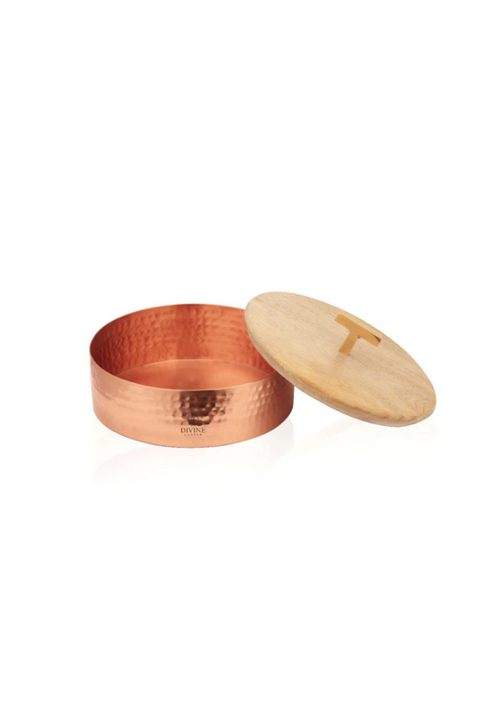 COPPER WOODEN CHAPATI HOLDER
