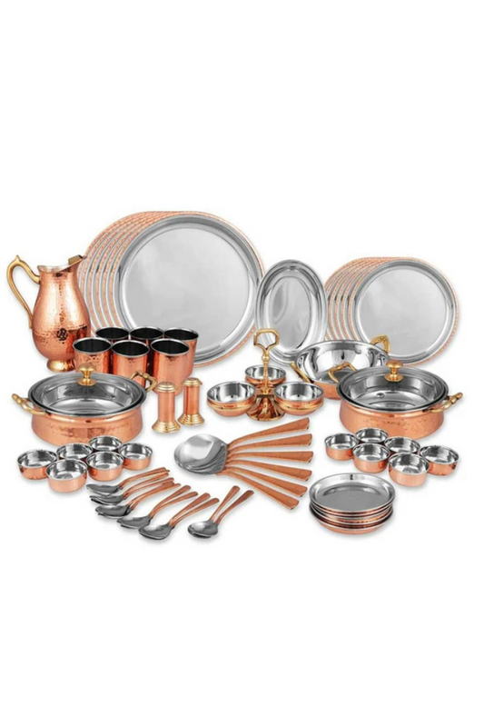 STEEL COPPER 63 PC'S DINNER SET