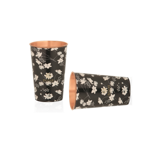 BLACK PETAL COPPER TUMBLERS -PACK OF 2