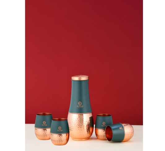 TULIP JAR GREEN WITH 4 GLASS-GIFT SET
