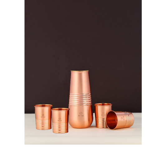 BRASS LID JAR MULTIRING WITH 4 GLASS-GIFT SET