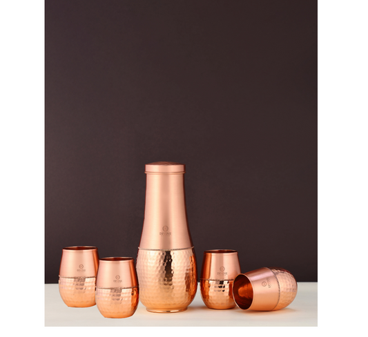TULIP JAR PLAIN WITH 4 GLASS-GIFT SET