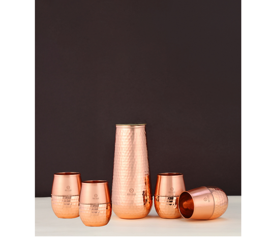 BRASS LID JAR HMD WITH 4 GLASS -GIFT PACK