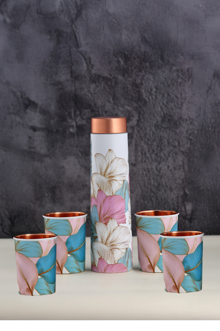 ECLAIR UV PRINT BOTTLE WITH 4 GLASS -GIFT SET
