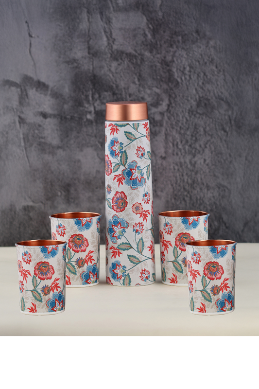 ECLAIR UV PRINT BOTTLE WITH 4 GLASS-GIFT SET