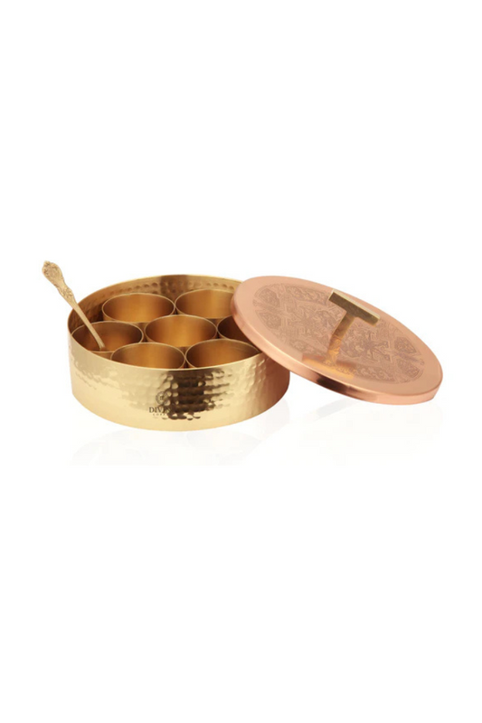 PURE BRASS EMBOSSED SPICE BOX
