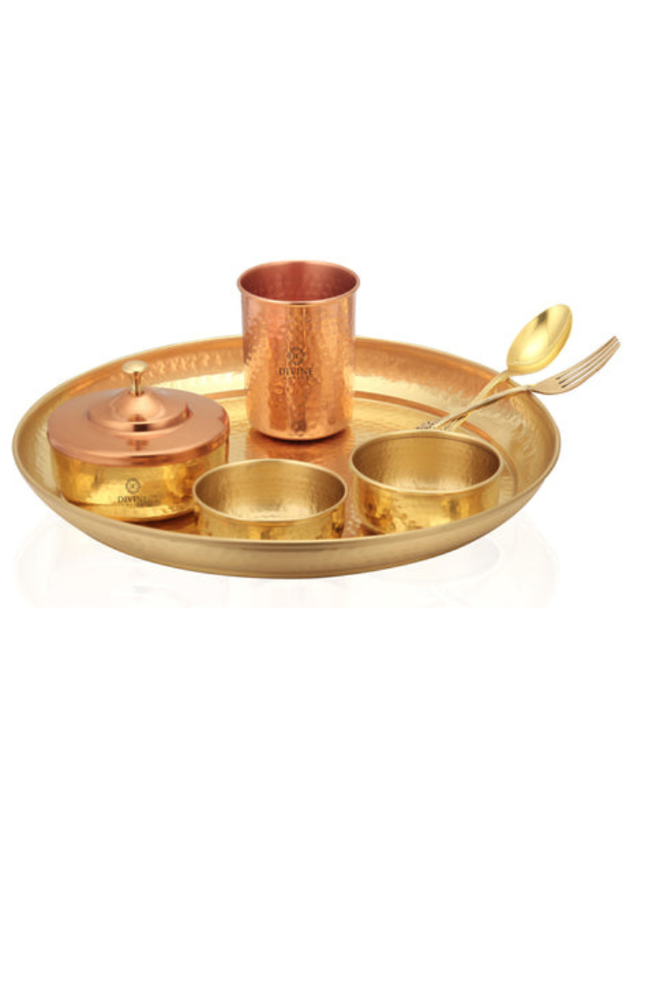 BRASS COPPER 7 PC'S THALI SET