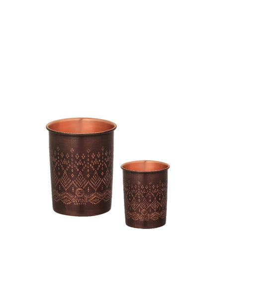 PURE COPPER GLASS -TRIBAL PATTERN TUMBLERS SET