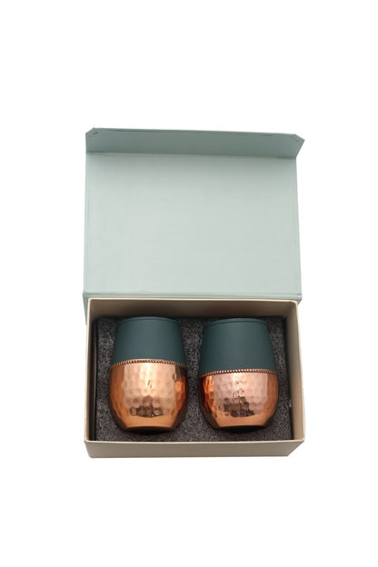 Glass - Half Hammered Pure Copper Glass pack of 2 Gift Set