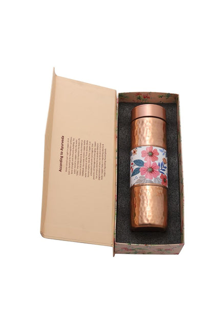 Jelly - Flower Half Hammered Pure Copper Bottle Gift Set