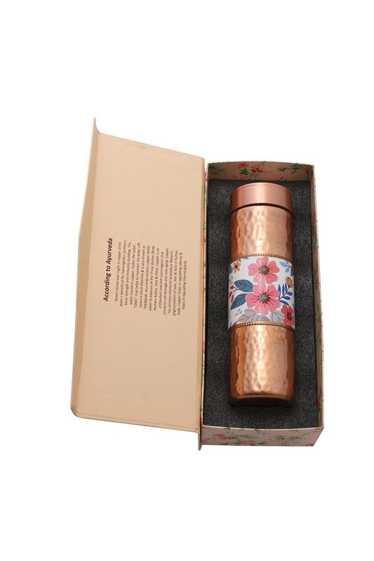 Jelly - Flower Half Hammered Pure Copper Bottle Gift Set