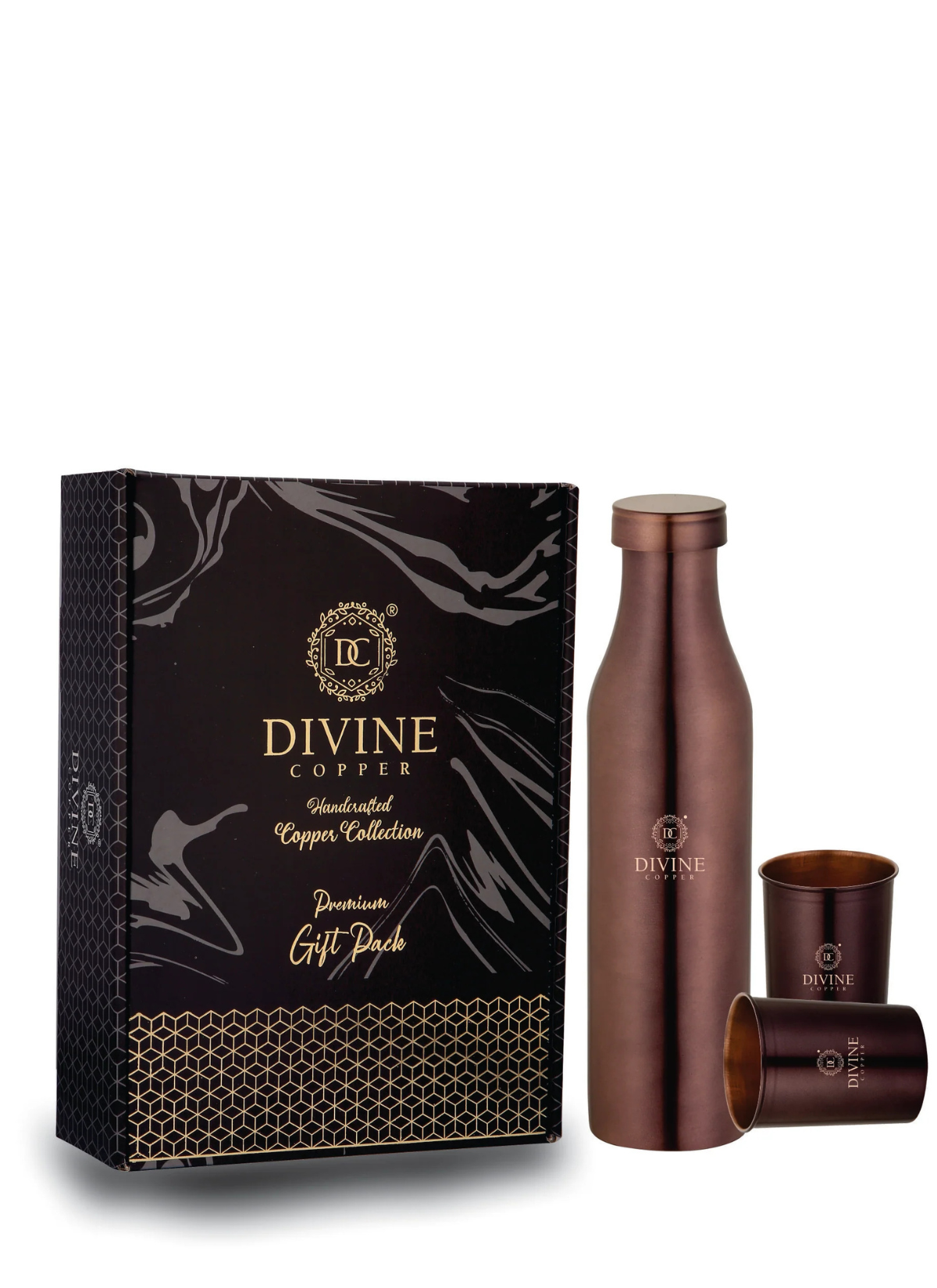 BMC 950ml Pure Copper Bottle with 2 glass Gift Pack