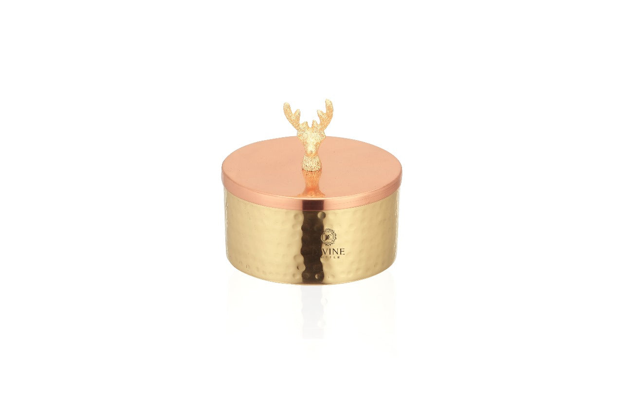 COPPER BRASS STORAGE BOX WITH DEER KNOB