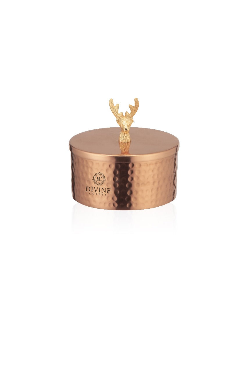 COPPER STORAGE BOX WITH DEER KNOB