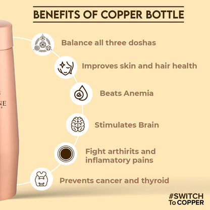 Eclair pearl 900ml Pure copper bottle with Free Jute carry bag