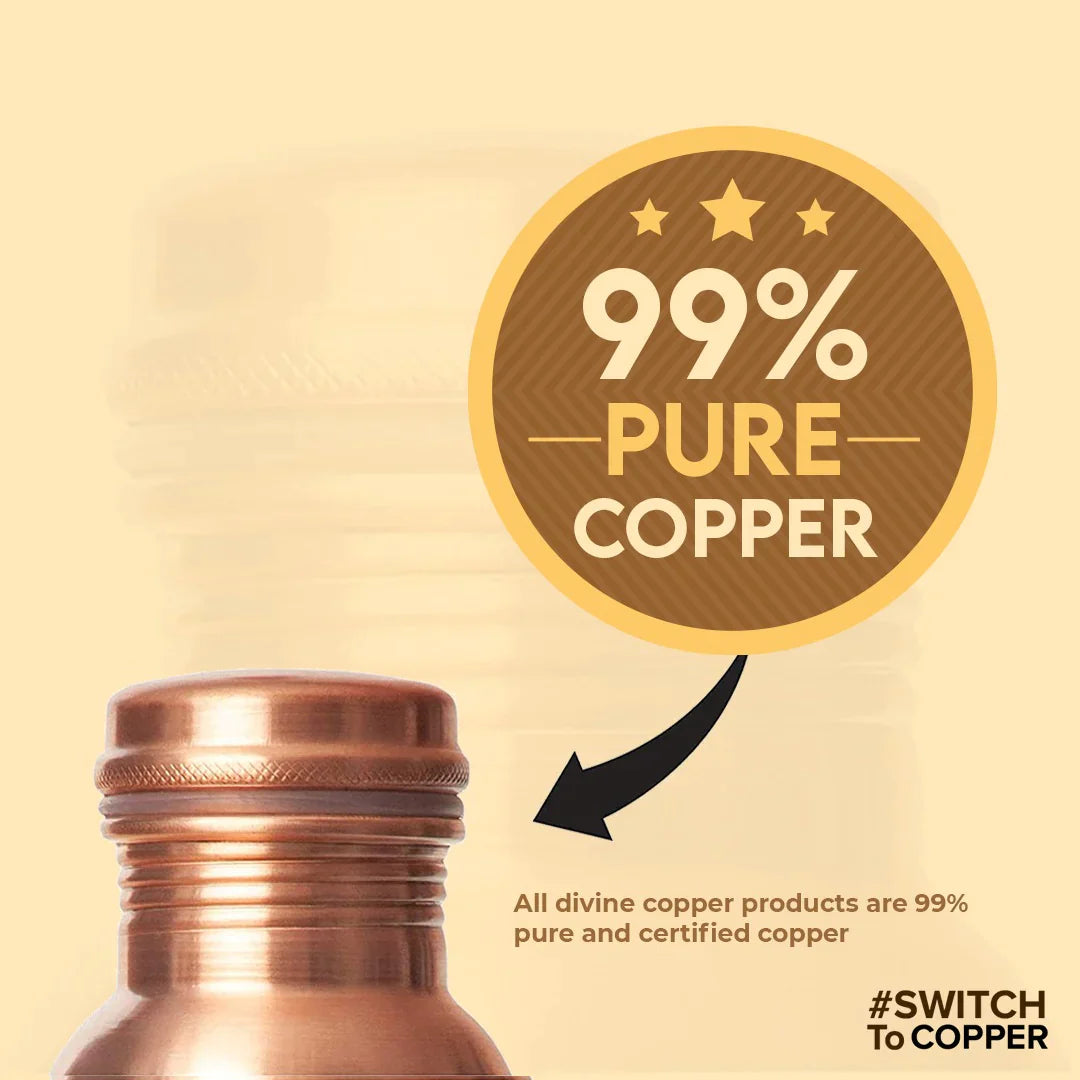 FROYO GEOMETRIC ENAMEL PRINT (750ML) PURE COPPER BOTTLE WITH FREE JUTE CARRY BAG
