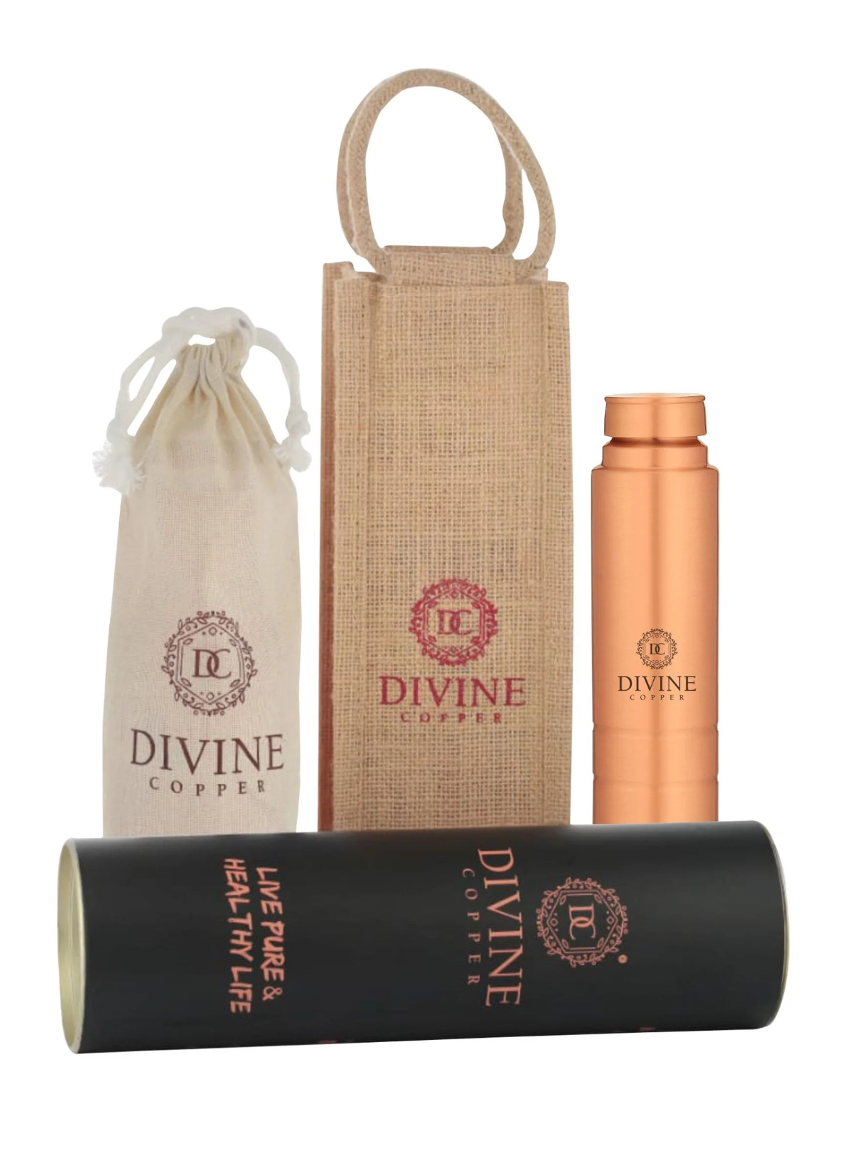 King copper bottle with free Jute carry bag