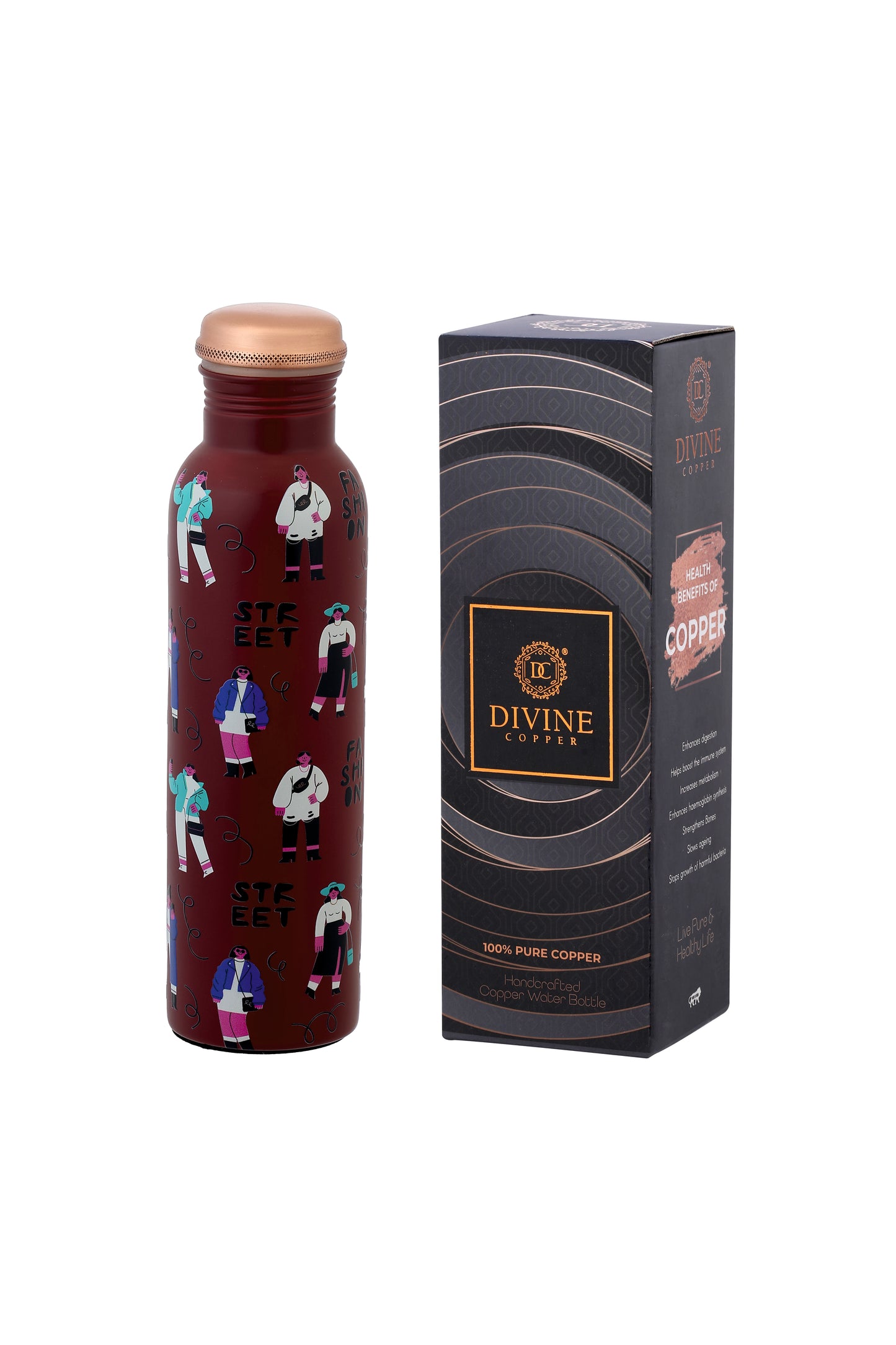 PIE - Genz Fashion Print Pure Copper Bottle